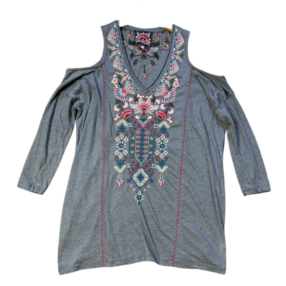 Johnny Was Nindi Cold Shoulder Embroidered Tunic size M - Picture 3 of 11